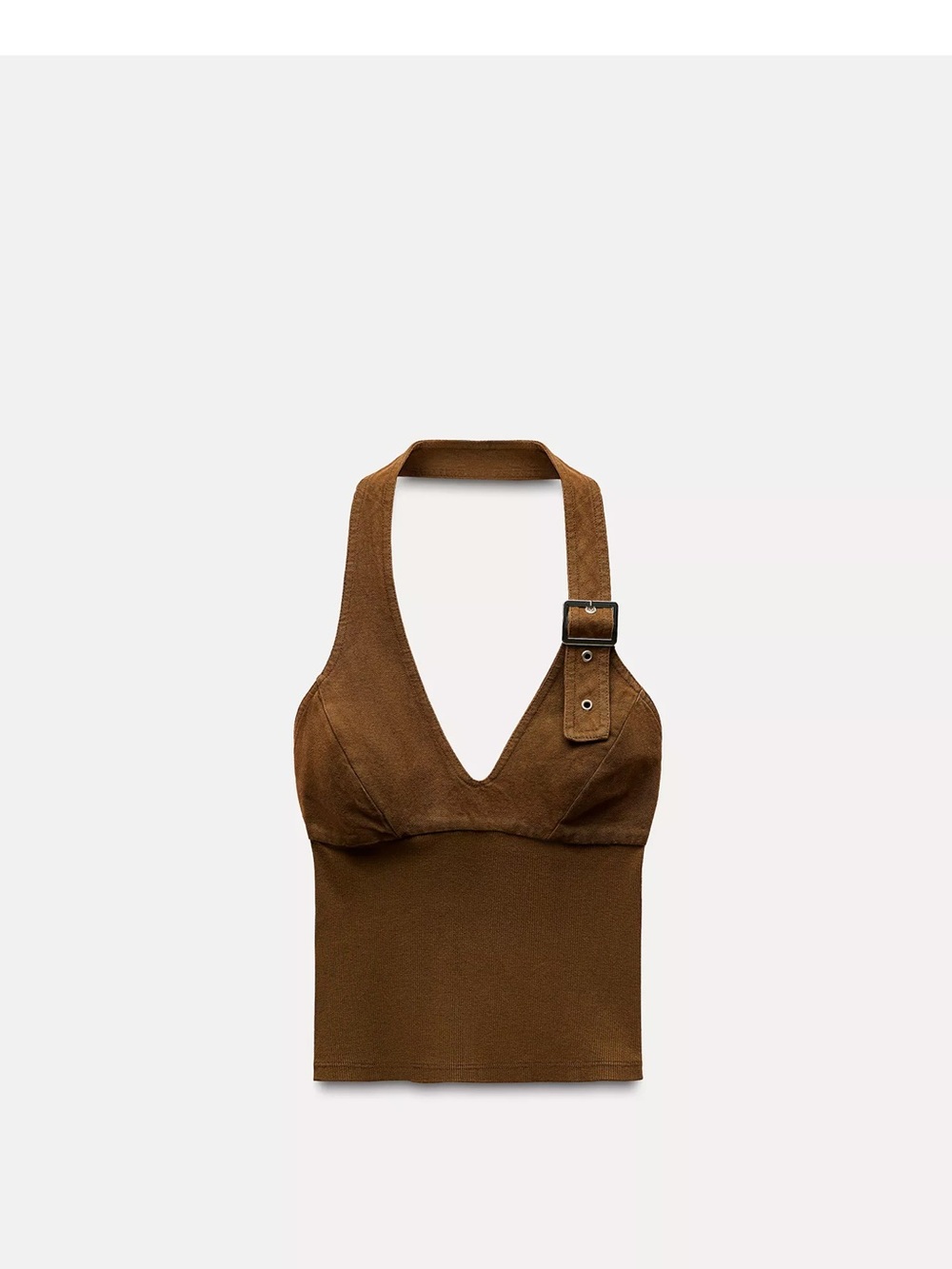 ZARA Brown Halter Tank Top with Buckle Strap (SIZE SMAL)